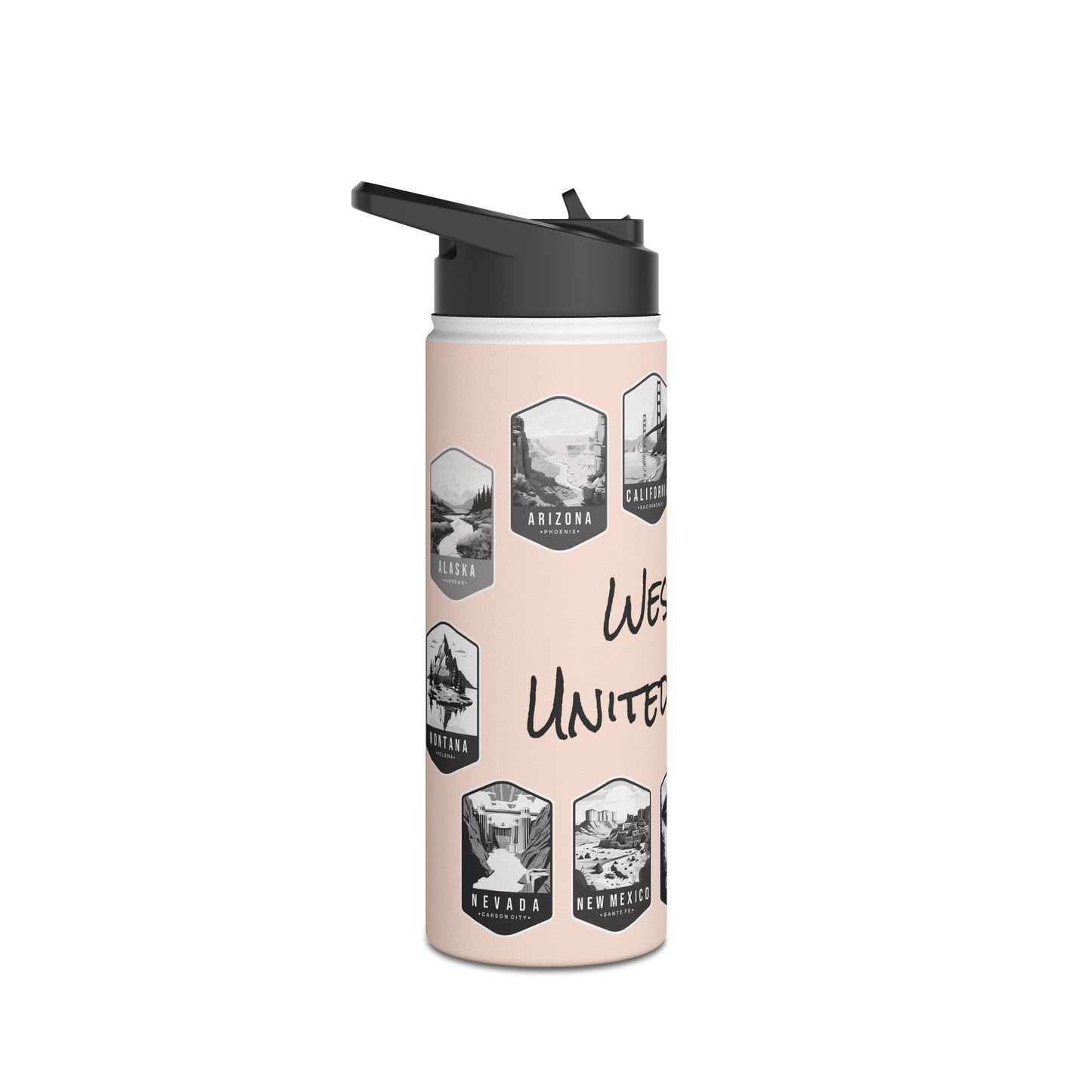 WanderWest 18oz Stainless Steel Adventure Water Bottle with Stickers Bundle