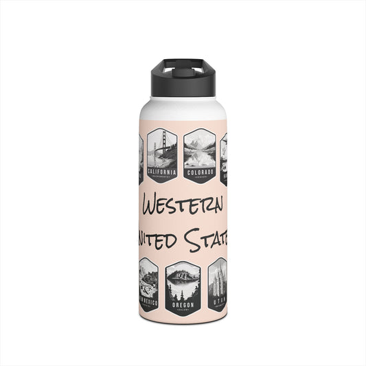 WanderWest 32oz Stainless Steel Adventure Water Bottle with Stickers Bundle